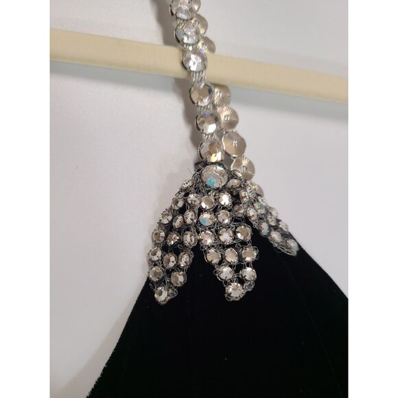 Vintage Suzy Perette Black Velvet Rhinestone Maxi Gown Holiday Size 10 Made USA - Picture 8 of 11